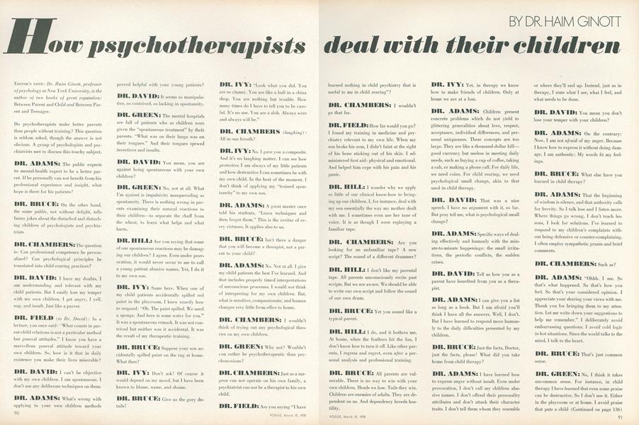 How Psychotherapists Deal with Their Children