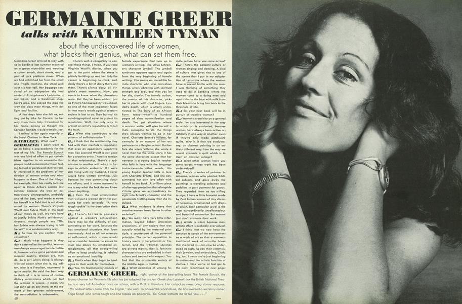 Germaine Greer Talks With Kathleen Tynan Vogue January 1 1972