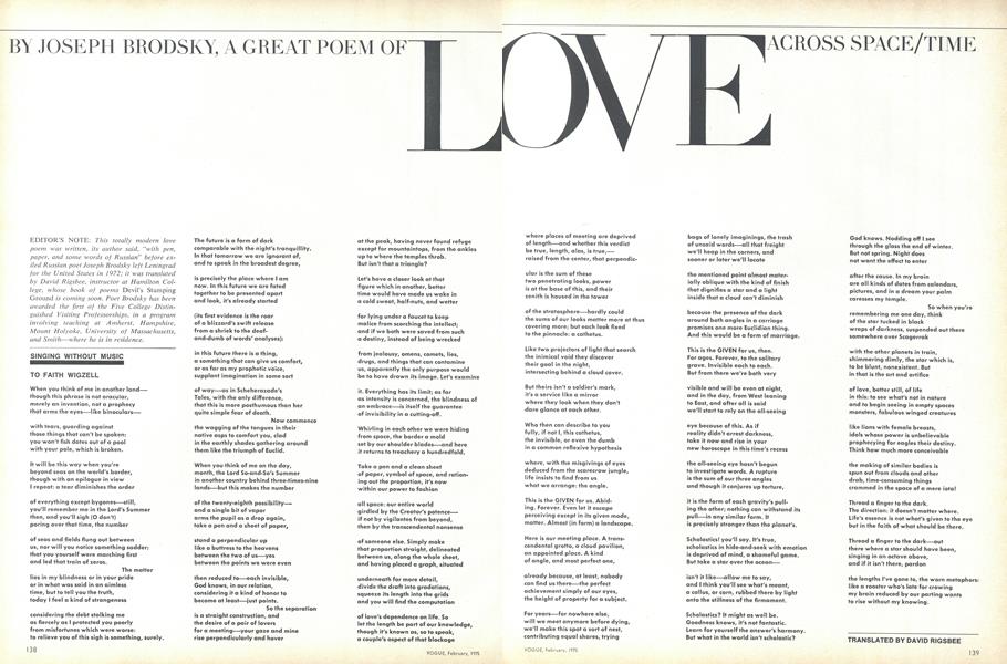 A Great Poem of Love Across Space/Time: Singing Without Music