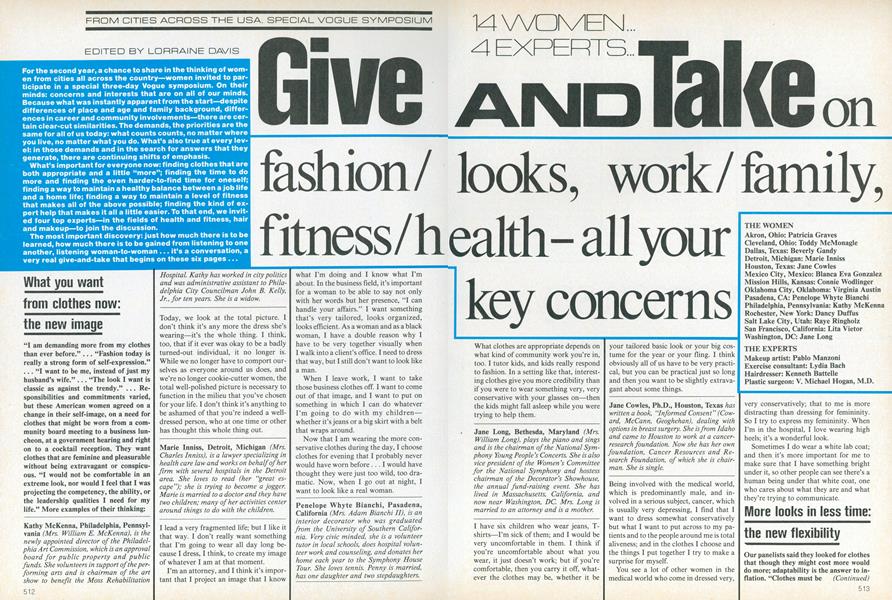 From Cities Across the USA, Special Vogue Symposium: 14 Women, 4 Experts Give and Take on Fashion-Looks, Work-Family, Fitness-Health—All Your Key Concerns
