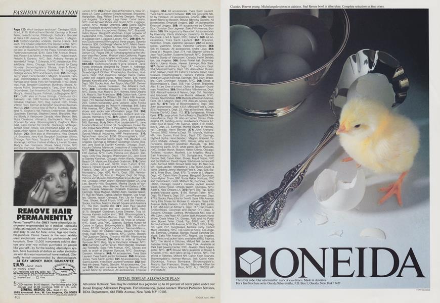 Fashion Information | Vogue | April 1984
