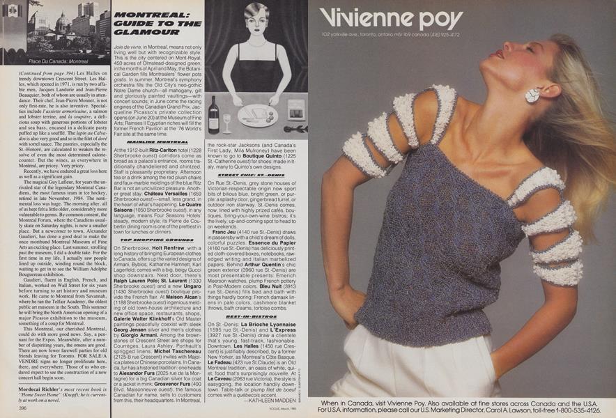 Montreal: Guide to the Glamour | Vogue | March 1985