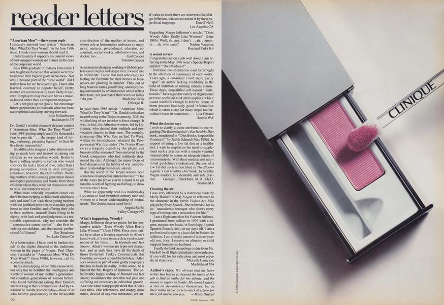 "American Men"—the Women Reply/What's Happening, Woody?...