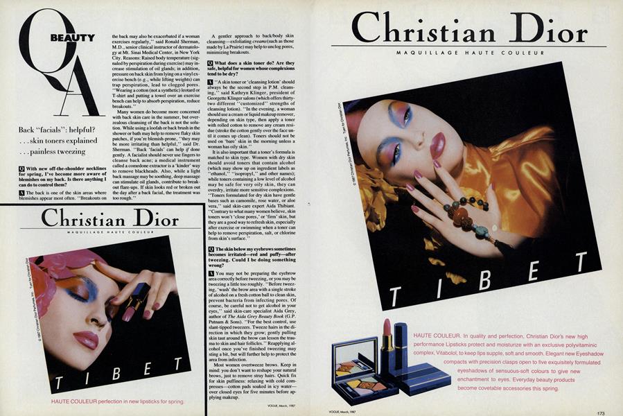 Beauty Q & A | Vogue | MARCH 1987