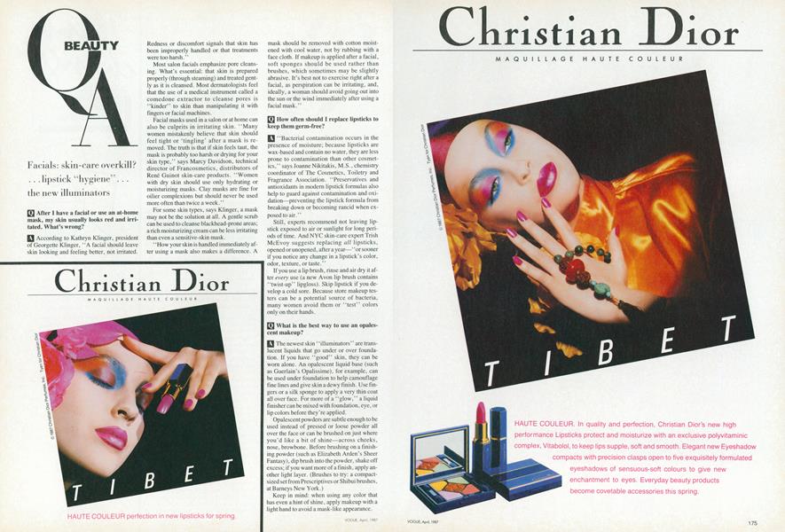 Beauty Q & A | Vogue | APRIL 1987