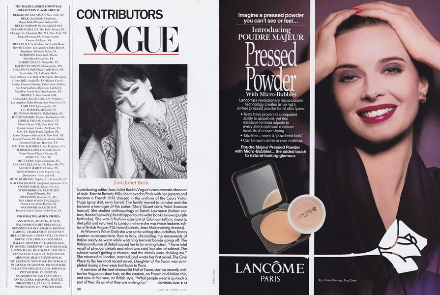 Contributors | Vogue | APRIL 1990