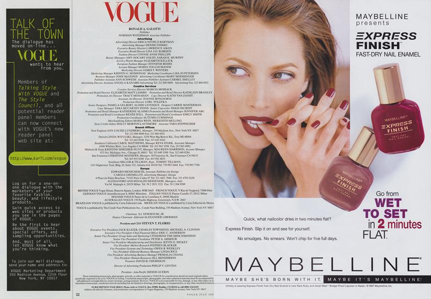 Masthead | Vogue | JULY 1997