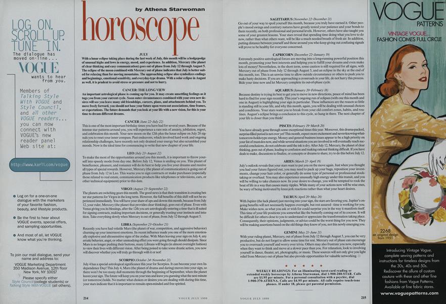 Horoscope Vogue JULY 1999